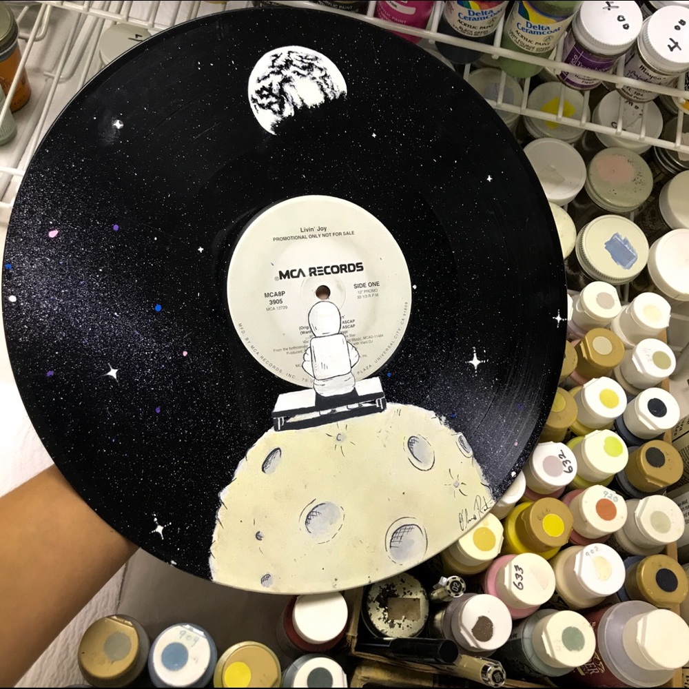Lonely space man painting